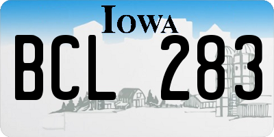 IA license plate BCL283