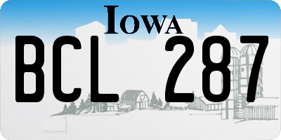IA license plate BCL287