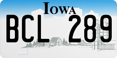 IA license plate BCL289
