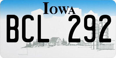 IA license plate BCL292