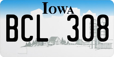 IA license plate BCL308
