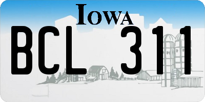 IA license plate BCL311