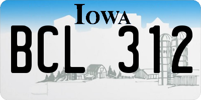 IA license plate BCL312