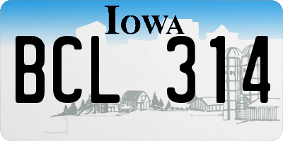 IA license plate BCL314