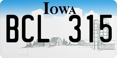 IA license plate BCL315