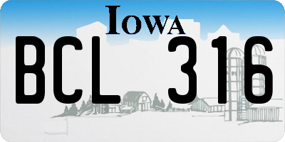IA license plate BCL316