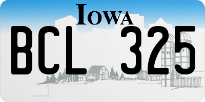 IA license plate BCL325