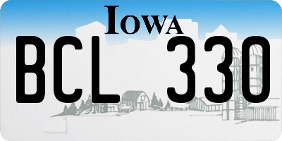 IA license plate BCL330