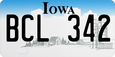 IA license plate BCL342