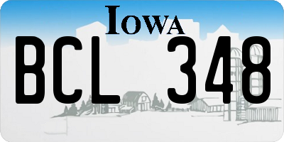 IA license plate BCL348
