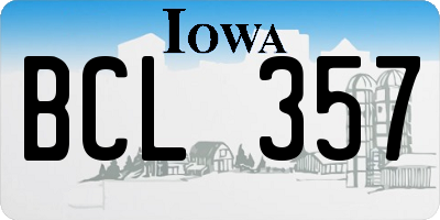 IA license plate BCL357