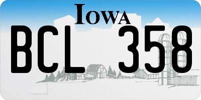 IA license plate BCL358