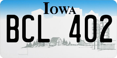 IA license plate BCL402