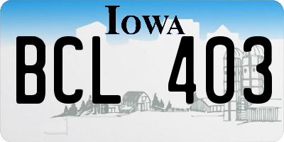 IA license plate BCL403