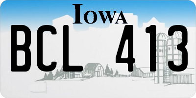 IA license plate BCL413