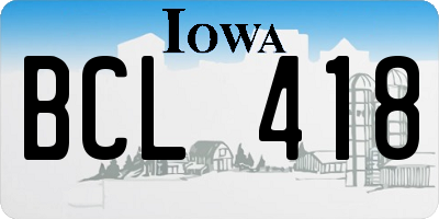 IA license plate BCL418