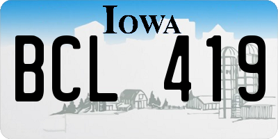 IA license plate BCL419