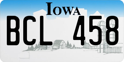 IA license plate BCL458