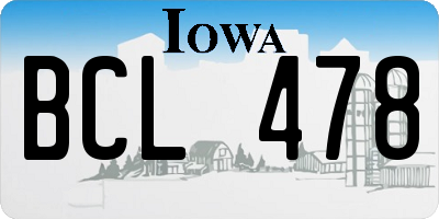 IA license plate BCL478
