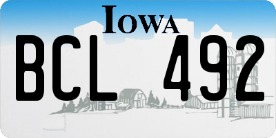 IA license plate BCL492