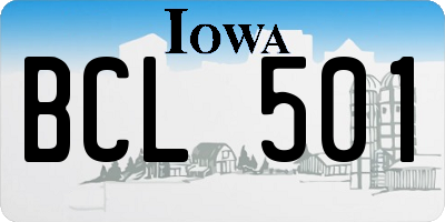 IA license plate BCL501