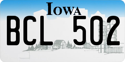 IA license plate BCL502