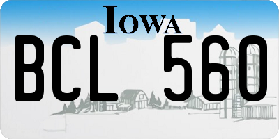 IA license plate BCL560