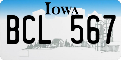 IA license plate BCL567