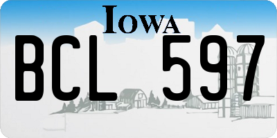 IA license plate BCL597