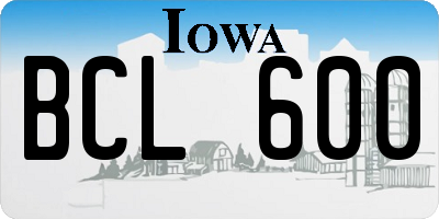 IA license plate BCL600
