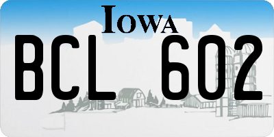 IA license plate BCL602