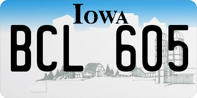 IA license plate BCL605