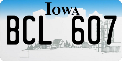 IA license plate BCL607