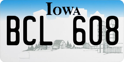 IA license plate BCL608