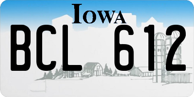 IA license plate BCL612