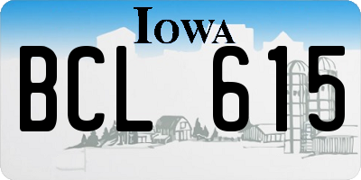 IA license plate BCL615