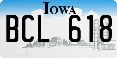 IA license plate BCL618