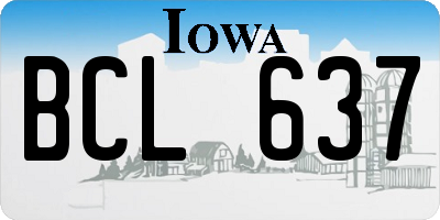 IA license plate BCL637