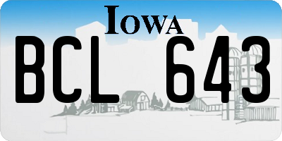 IA license plate BCL643