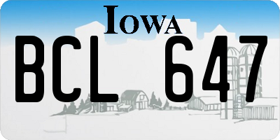 IA license plate BCL647
