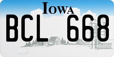 IA license plate BCL668