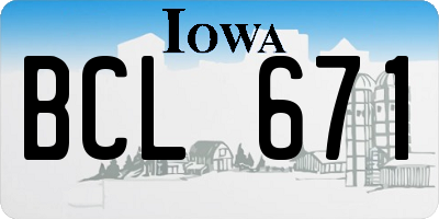 IA license plate BCL671