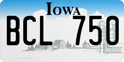 IA license plate BCL750