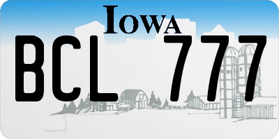 IA license plate BCL777