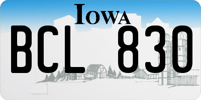 IA license plate BCL830