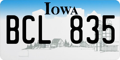 IA license plate BCL835