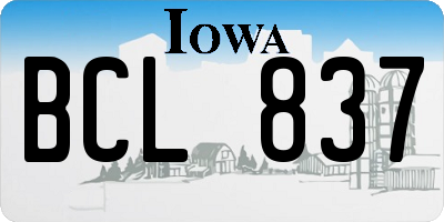 IA license plate BCL837