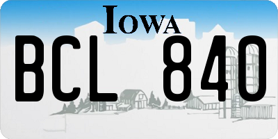 IA license plate BCL840
