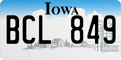 IA license plate BCL849