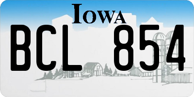 IA license plate BCL854